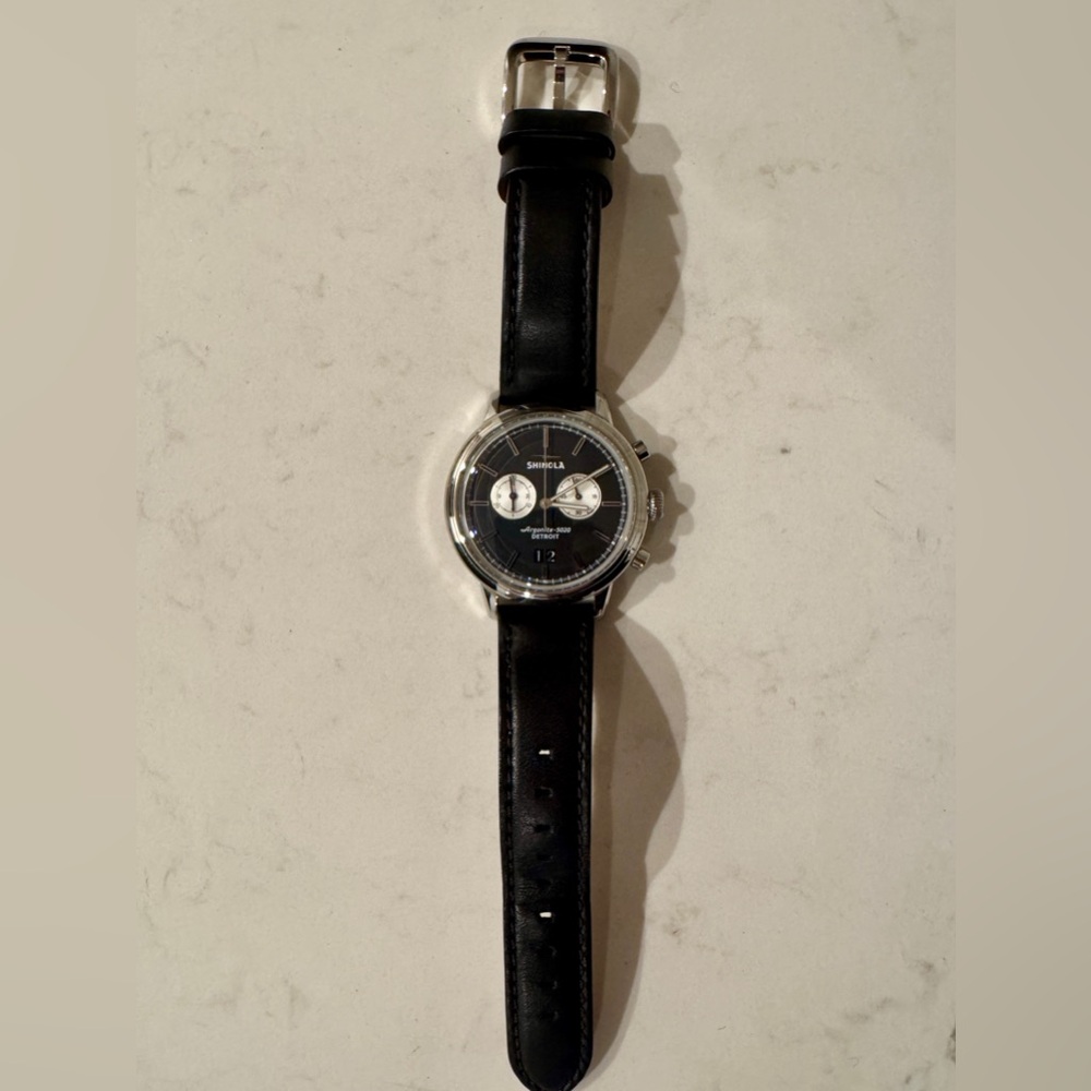 Shinola Bedrock Chronograph Watch with Black Leather Strap - Picture 4 of 14